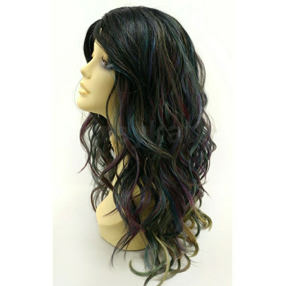 Oil Slick Blue green lace front Heat Safe Wig - Picture 2 of 5